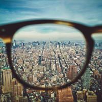 Looking through Eye glasses of a city landscape